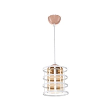 LAMPADA A SOSPENSIONE MIRA IN METALLO BIANCO DESIGN MODERNO DETTAGLI IN BRONZO ALTEZZA REGOLABILE 120H CM