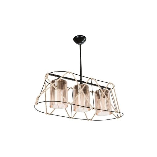 LAMPADA A SOSPENSIONE GEZEGEN  IN METALLO CORDA E VETRO OTTICO CON 3 LUCI DIFFUSORI IN TECNOPOLIMERO FUMÉ 60H CM