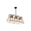 LAMPADA A SOSPENSIONE GEZEGEN  IN METALLO CORDA E VETRO OTTICO CON 3 LUCI DIFFUSORI IN TECNOPOLIMERO FUMÉ 60H CM