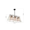 LAMPADA A SOSPENSIONE GEZEGEN  IN METALLO CORDA E VETRO OTTICO CON 3 LUCI DIFFUSORI IN TECNOPOLIMERO FUMÉ 60H CM
