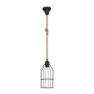 LAMPADA A SOSPENSIONE HALAT IN METALLO NERO E CORDA HALAT DI IUTA 90H CM