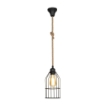 LAMPADA A SOSPENSIONE HALAT IN METALLO NERO E CORDA HALAT DI IUTA 90H CM