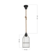 LAMPADA A SOSPENSIONE HALAT IN METALLO NERO E CORDA HALAT DI IUTA 90H CM
