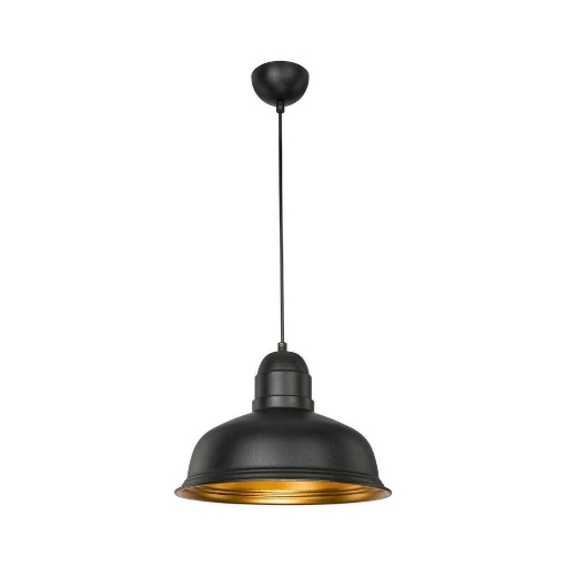 LAMPADA A SOSPENSIONE KUMBET IN METALLO NERO CON INTERNO COLOR ORO 93H CM 