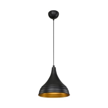 LAMPADA A SOSPENSIONE LEDA IN METALLO NERO A FORMA CONICA INTERNO IN ORO 100H CM