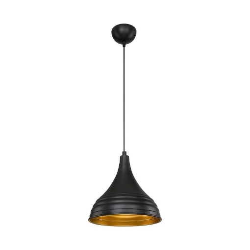 LAMPADA A SOSPENSIONE LEDA IN METALLO NERO A FORMA CONICA INTERNO IN ORO 100H CM