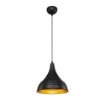 LAMPADA A SOSPENSIONE LEDA IN METALLO NERO A FORMA CONICA INTERNO IN ORO 100H CM
