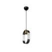 LAMPADA A SOSPENSIONE PENDENTE NERA MODELLO NOVA IN METALLO E VETRO OTTICO PARTICOLARI IN ORO 70H CM