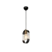LAMPADA A SOSPENSIONE PENDENTE NERA MODELLO NOVA IN METALLO E VETRO OTTICO PARTICOLARI IN ORO 70H CM