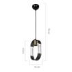 LAMPADA A SOSPENSIONE PENDENTE NERA MODELLO NOVA IN METALLO E VETRO OTTICO PARTICOLARI IN ORO 70H CM