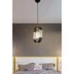 LAMPADA A SOSPENSIONE PENDENTE NERA MODELLO NOVA IN METALLO E VETRO OTTICO PARTICOLARI IN ORO 70H CM