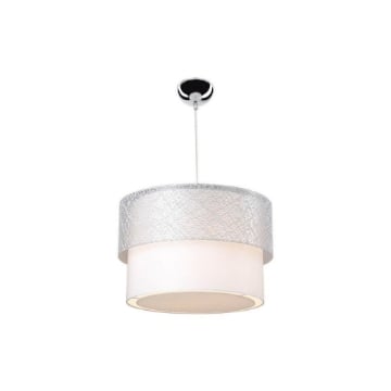 LAMPADA A SOSPENSIONE MODELLO POLO IN ABS CON TESSUTO GRIGIO A FORMA DI TORTA ROVESCIATA 75,5H CM