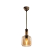 LAMPADA A SOSPENSIONE BOSTON CON DIFFUSORE IN VETRO COLOR FUME' MIELE STEUTTURA BROWN 70H CM