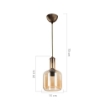 LAMPADA A SOSPENSIONE BOSTON CON DIFFUSORE IN VETRO COLOR FUME' MIELE STEUTTURA BROWN 70H CM