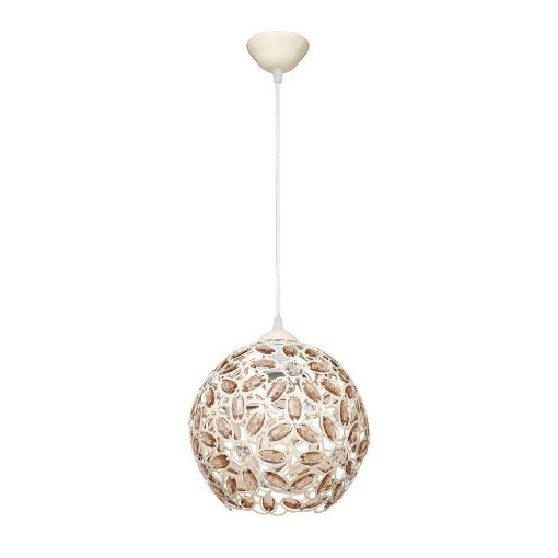 LAMPADA A SOSPENSIONE BADEM IN VETRO SOFFIATO PARTICOLARI COLOR MIELE EFFETTO CRISTALLO A SFERA 75H CM