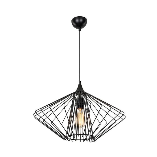 LAMPADA A SOSPENSIONE ARONA FILO METALLICO NERO FORMA GEOMETRICA A LASER VERNICIATURA ELETTROSTATICA 75H CM