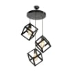 LAMPADA A SOSPENSIONE AGATHA 3 CUBI DI DIVERSE ALTEZZE COLORE NERO IN METALLO 3 LUCI 90H CM