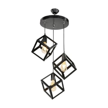 LAMPADA A SOSPENSIONE AGATHA 3 CUBI DI DIVERSE ALTEZZE COLORE NERO IN METALLO 3 LUCI 90H CM