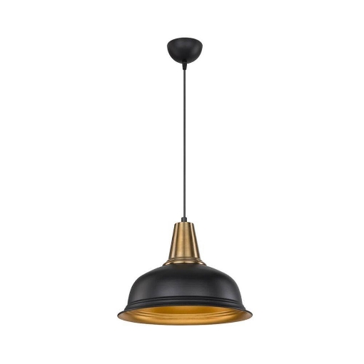 LAMPADA A SOSPENSIONE RENA IN METALLO NERO CON INTERNO ORO MODERNA 87H CM