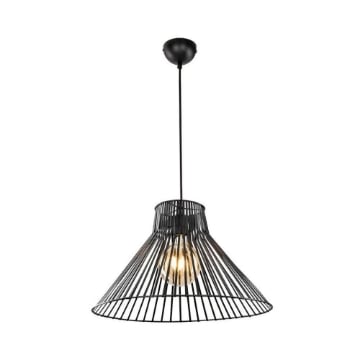LAMPADA A SOSPENSIONE PANAMA CON FILO METALLICO NERO A FORMA CONICA TAGLIO LASER VERNICIATURA ELETTROSTATICA 114H CM