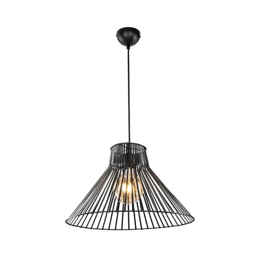 LAMPADA A SOSPENSIONE PANAMA CON FILO METALLICO NERO A FORMA CONICA TAGLIO LASER VERNICIATURA ELETTROSTATICA 114H CM