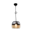 LAMPADA A SOSPENSIONE PUNTO IN VETRO COLOR FUMÈ A FORMA DI BICCHIERE ROVESCIATO FINITURA NERA 84H CM 