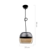LAMPADA A SOSPENSIONE PUNTO IN VETRO COLOR FUMÈ A FORMA DI BICCHIERE ROVESCIATO FINITURA NERA 84H CM 