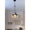LAMPADA A SOSPENSIONE PUNTO IN VETRO COLOR FUMÈ A FORMA DI BICCHIERE ROVESCIATO FINITURA NERA 84H CM 