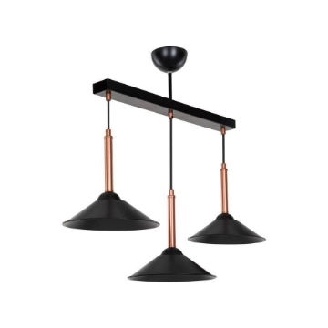 LAMPADA A SOSPENSIONE MANDARIN IN METALLO CON PARALUMI A TRIANGOLO INSERTI COLOR BRONZO 67H CM