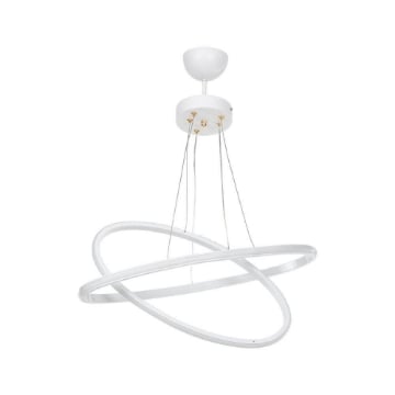 LAMPADA A SOSPENSIONE MUSO DUE ANELLI BIANCHI A LED CON DETTAGLI IN ORO 65CM H