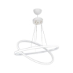 LAMPADA A SOSPENSIONE MUSO DUE ANELLI BIANCHI A LED CON DETTAGLI IN ORO 65CM H