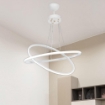 LAMPADA A SOSPENSIONE MUSO DUE ANELLI BIANCHI A LED CON DETTAGLI IN ORO 65CM H