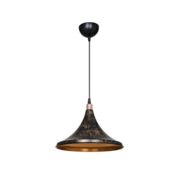 LAMPADA A SOSPENSIONE KALYON IN METALLO NERO CON RIFINITURE INTERNE ED ESTERNE IN ORO 60H CM