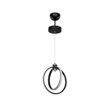 LAMPADA A SOSPENSIONE FELICIA DUE CERCHI LED IN COLORE NERO CON RIFINITURE ORO 80H CM