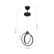 LAMPADA A SOSPENSIONE FELICIA DUE CERCHI LED IN COLORE NERO CON RIFINITURE ORO 80H CM