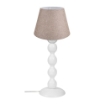 LAMPADA DA TAVOLO LAGUNAH BASE IN LEGNO BIANCO E PARALUME IN TESSUTO BEIGE 