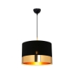 LAMPADA A SOSPENSIONE ALFINA IN TESSUTO NERO CON FACSCIA COLOR ORO 73H CM 