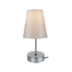 LAMPADA DA TAVOLO ESTELYA IN METALLO COLOR CROMO CON PARALUME IN TESSUTO BEIGE 35,5H CM