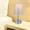 LAMPADA DA TAVOLO ESTELYA IN METALLO COLOR CROMO CON PARALUME IN TESSUTO BEIGE 35,5H CM