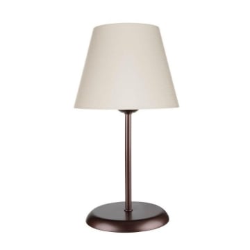 LAMPADA DA TAVOLO ELVA BASE IN METALLO COLOR CAFFE CON PARALUME IN TESSUTO BEIGE 39H CM