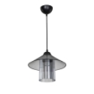 LAMPADA DA SOFFITTO INKA CON PARALUME IN PLASTICA COLOR ARGENTO FUMÈ FILO NERO 60H CM