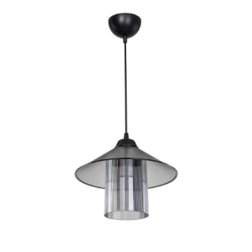 LAMPADA DA SOFFITTO INKA CON PARALUME IN PLASTICA COLOR ARGENTO FUMÈ FILO NERO 60H CM