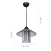 LAMPADA DA SOFFITTO INKA CON PARALUME IN PLASTICA COLOR ARGENTO FUMÈ FILO NERO 60H CM