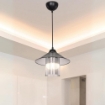 LAMPADA DA SOFFITTO INKA CON PARALUME IN PLASTICA COLOR ARGENTO FUMÈ FILO NERO 60H CM