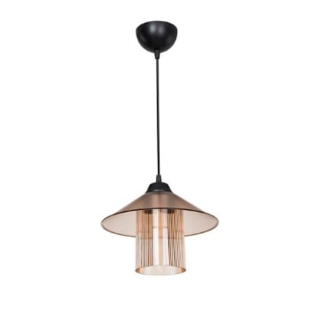 LAMPADA DA SOFFITTO INKA CON PARALUME IN PLASTICA COLOR BRONZO FUMÈ FILO NERO 60H CM