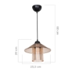 LAMPADA DA SOFFITTO INKA CON PARALUME IN PLASTICA COLOR BRONZO FUMÈ FILO NERO 60H CM