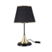 LAMPADA DA TAVOLO ADEN IN METALLO COLOR NERO E PARALUME INTESSUTO NERO CON DETTAGLI ORO 42H CM