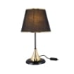 LAMPADA DA TAVOLO ADEN IN METALLO COLOR NERO E PARALUME INTESSUTO NERO CON DETTAGLI ORO 42H CM