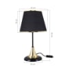 LAMPADA DA TAVOLO ADEN IN METALLO COLOR NERO E PARALUME INTESSUTO NERO CON DETTAGLI ORO 42H CM