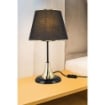 LAMPADA DA TAVOLO ADEN IN METALLO COLOR NERO E PARALUME INTESSUTO NERO CON DETTAGLI ORO 42H CM